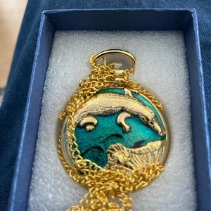 Crocodile, Lake Green, Black Enameled Pocket Watch